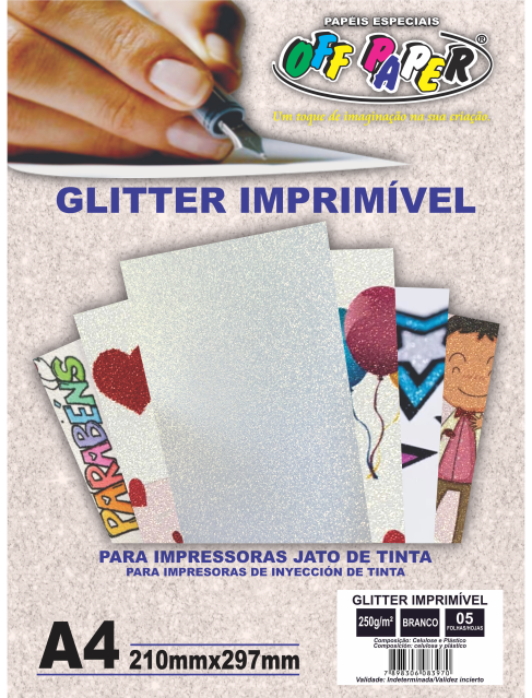Papel Glitter Imprimível OFF PAPER