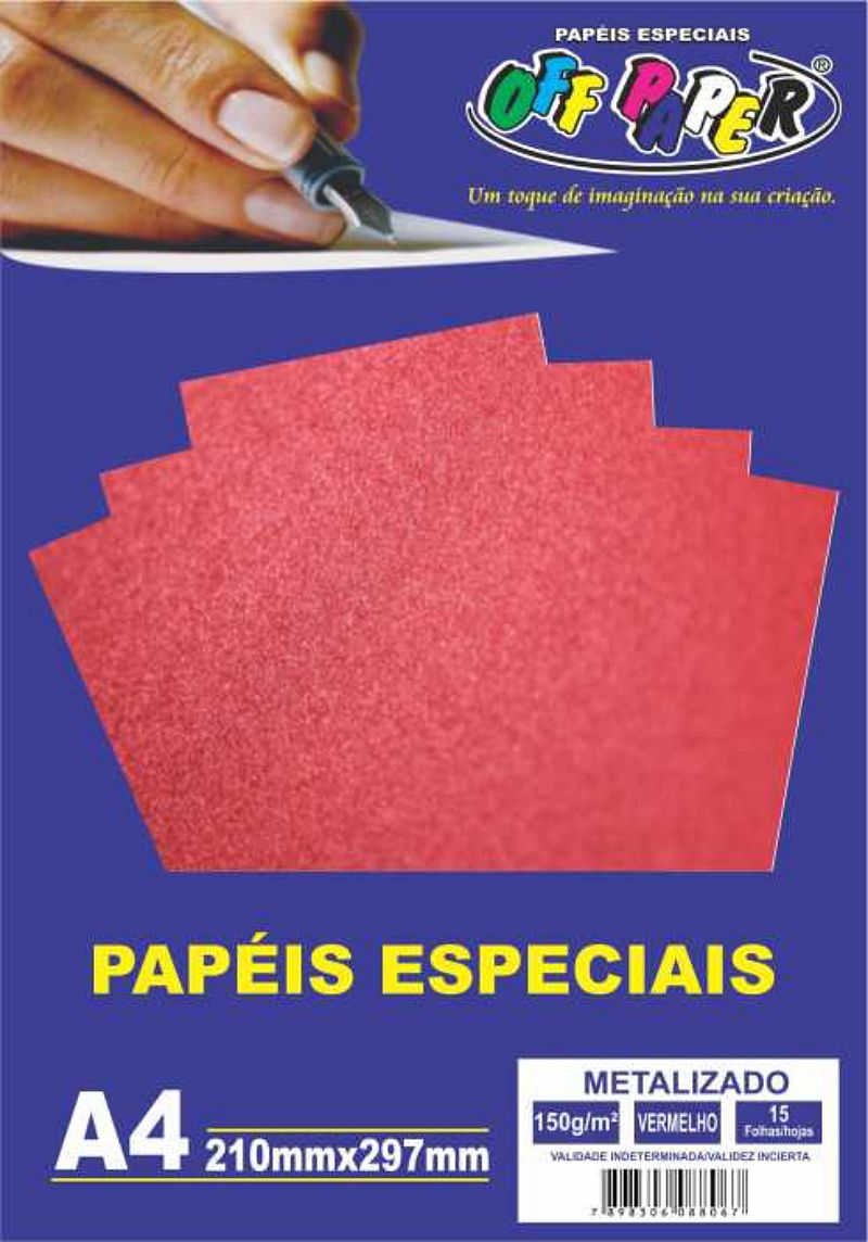 Papel Metalizado Vermelho OFF PAPER